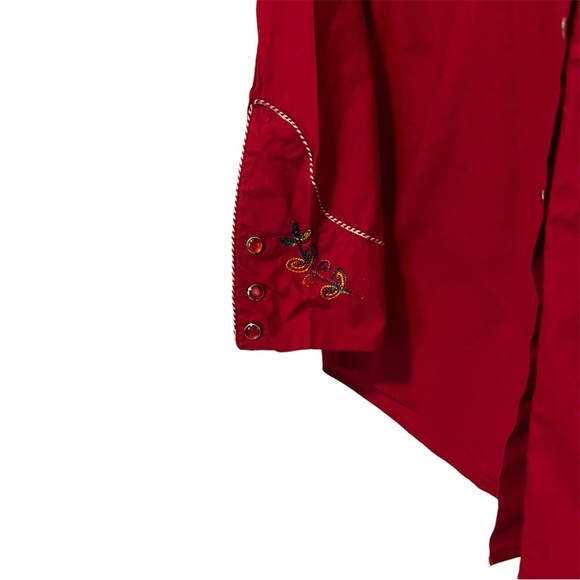 Vintage Cotton Express Embroidered Red Western Shirt Size Large Cowgirlcore NWT - Picture 7 of 13
